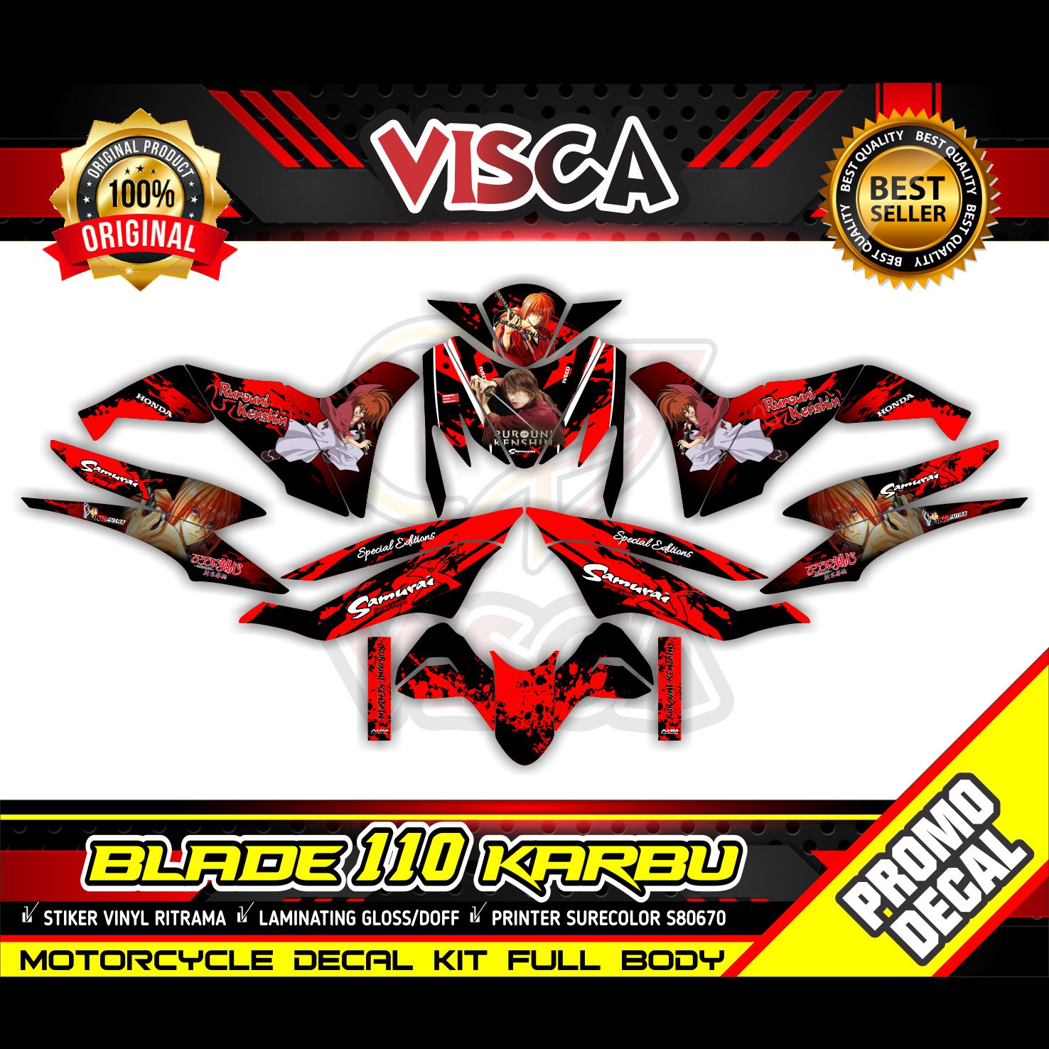 Decal Blade 110 Old Full Body Stiker Motor Blade 110 Full Body Striping ...