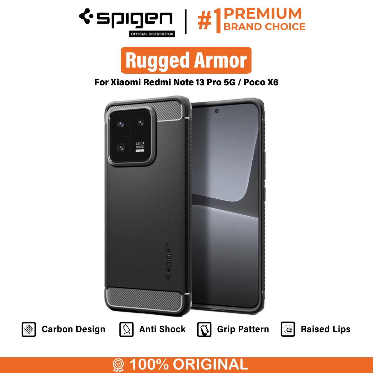 Case Poco X6 Redmi Note 13 Pro 5G Spigen Rugged Armor Matte Softcase