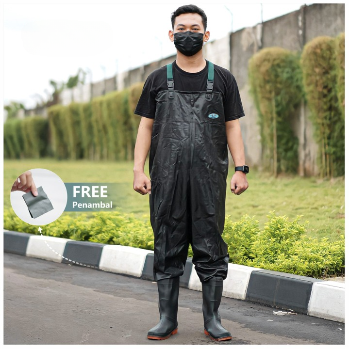 TROLIKU Set Celana Sepatu Boots Satu Badan Overall Full Body Sepatu