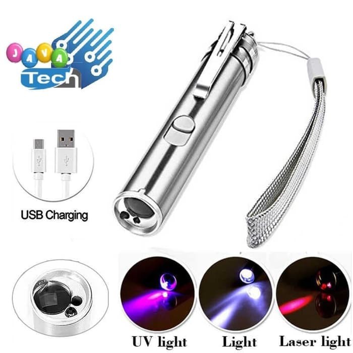 USB Senter 3 in 1 Mini Multifunction LED Laser Pointer UV Ultraviolet ...