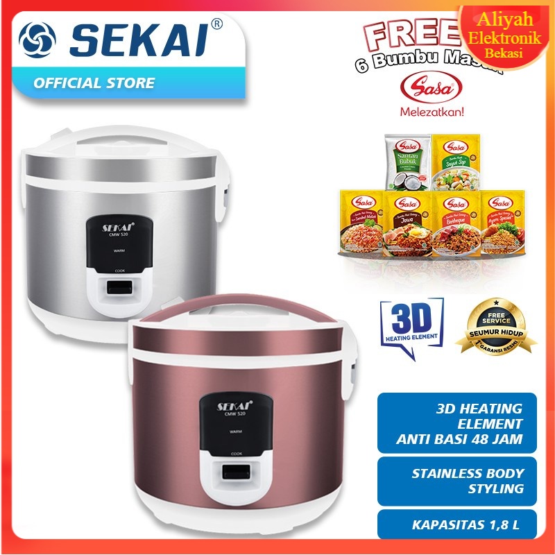 SEKAI Rice Cooker 3 In 1 Penanak Nasi 1,8 Liter CMW 520 Anti Basi