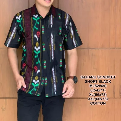 Batik Songket Gaharu - Batik Pria Lengan Pendek - Baju Batik Pria - Kemeja Batik Pria - Batik Pria - Kemeja Batik Lengan Pendek - Baju Batik