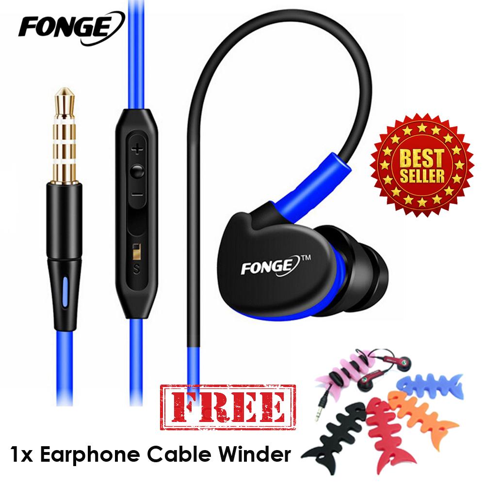 Fonge S500 Earphone Headset Handsfree Stereo Bass 3.5mm Wired Sport Headphone dengan Mic untuk iPhone Samsung Sony Xiaomi Oppo Phones MP3 MP4 FREE FISHBONE PENGGULUNG KABEL EARPHONE ( HOLD-MN-PH-FL )