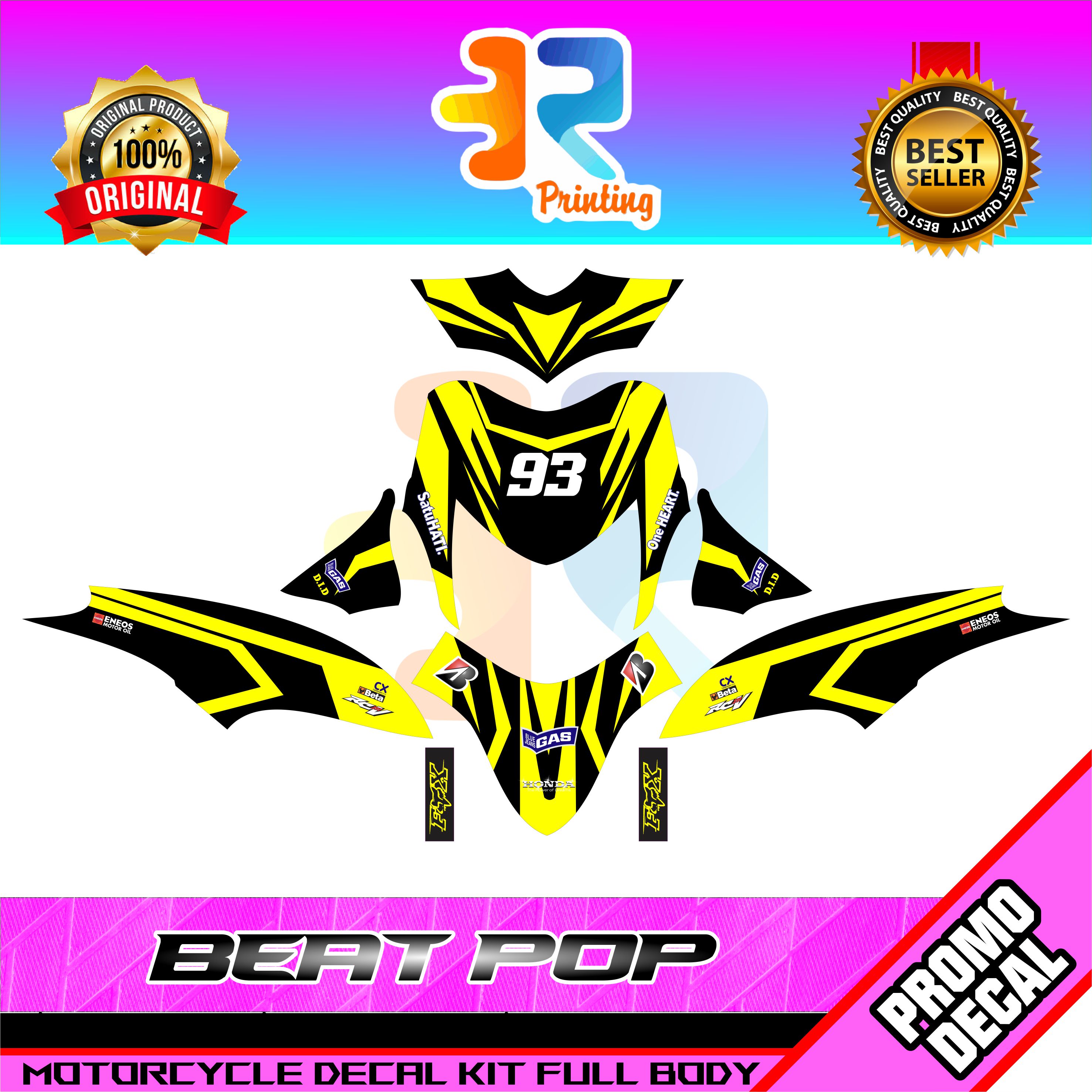 Stiker Decal Striping Motor Beat Pop Custom Desain Sticker Logo Emblem Beat Pop Custom Design