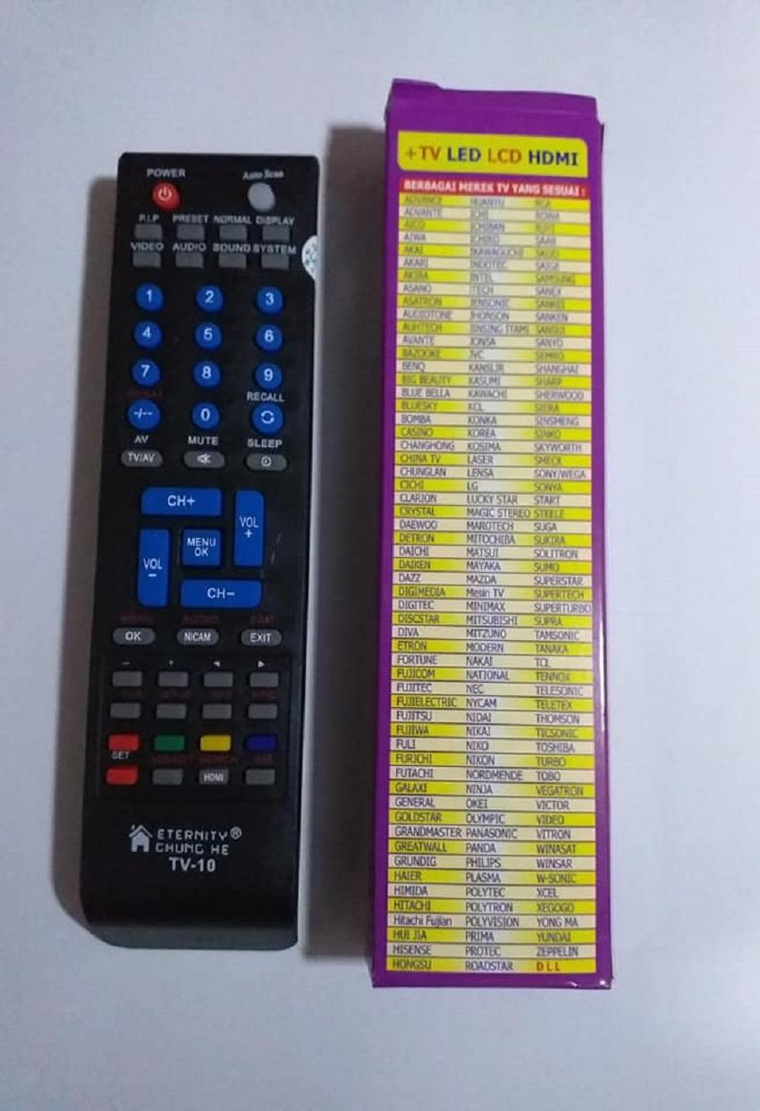 Remot / Remote TV LCD/LED Universal/Multi (Bisa Untuk Semua Merek TV) Free 2 Pcs Baterai - Hitam