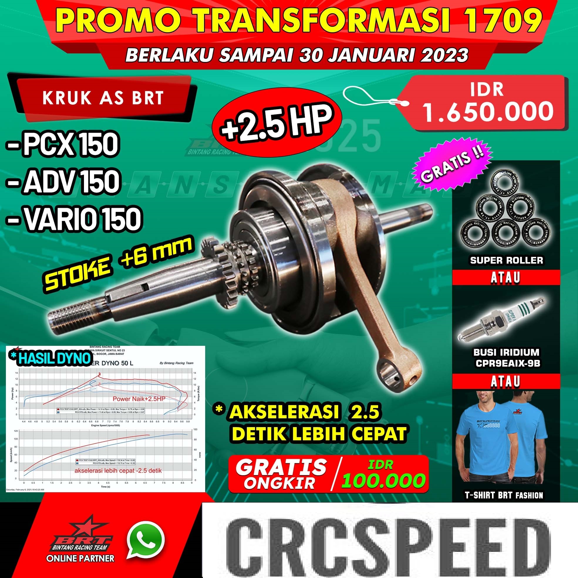 Super Crankshaft Brt Kruk As Brt Pcx Adv Vario Up Stroke