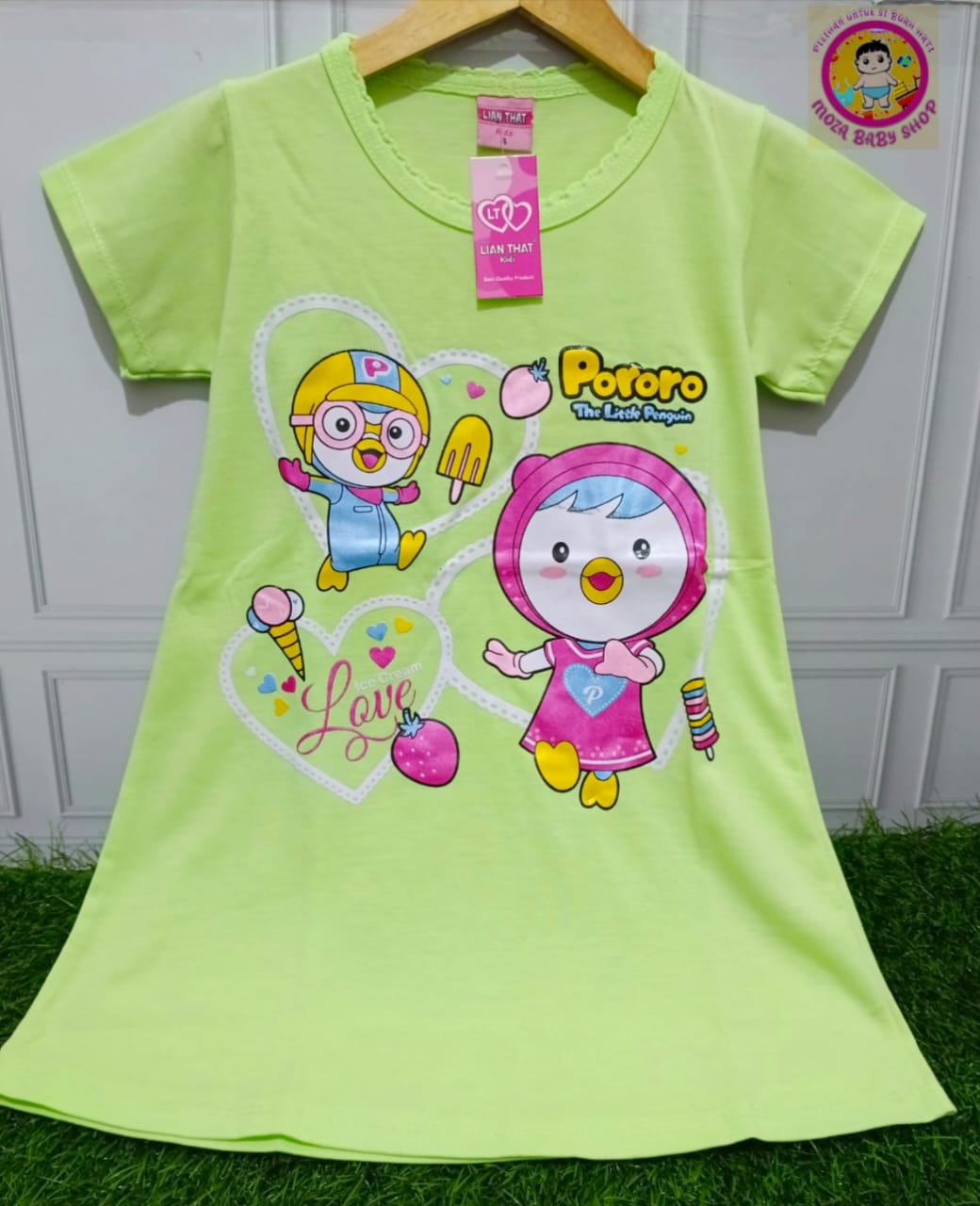 DASTER ANAK SABLON LUCU MOTIF PORORO STELAN KATUN ANAK USIA 3-5 TAHUN ...