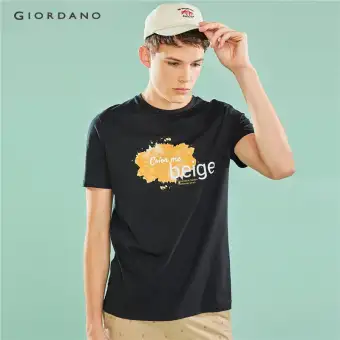 Giordano Men T-Shirts Tops Men's Tshirt Color Me Printed Letter T Shirt Slim Fit