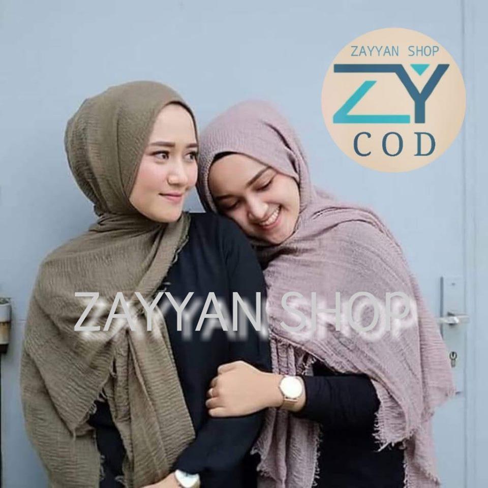 Hijab Pasmina Crinkle Import Jilbab Pashmina Crinkle Cotton Import warna terlengkap