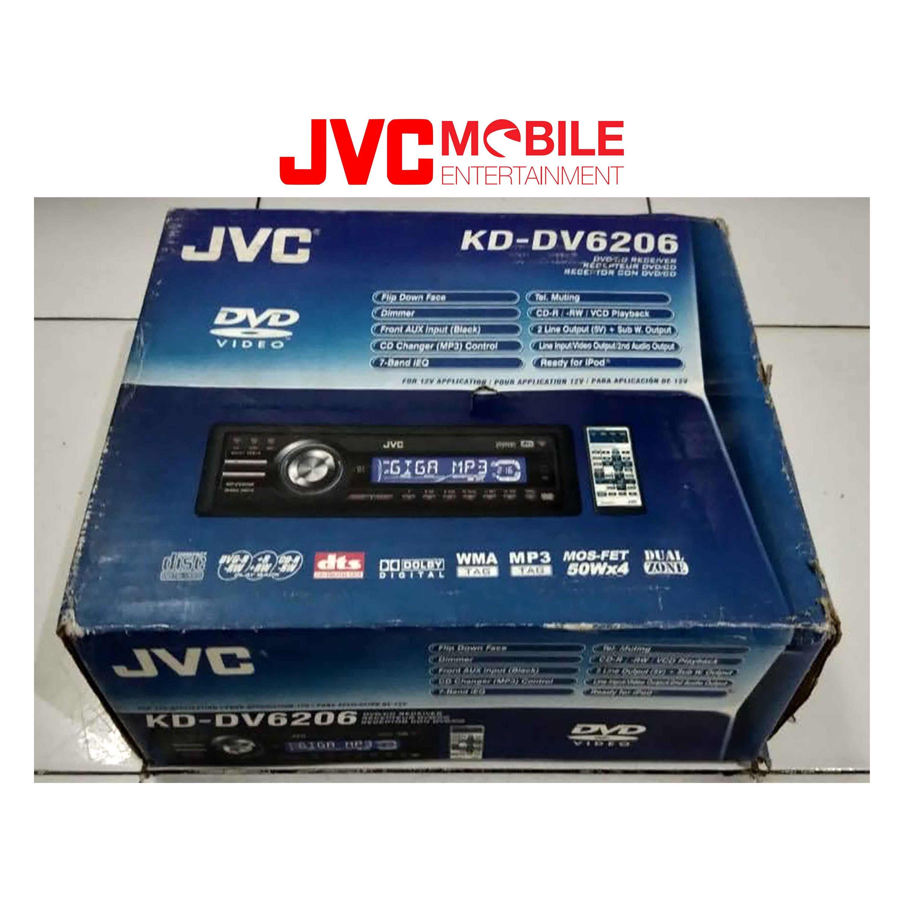 JVC KD DV6206 Single Din DVD Player WMA MP3 Dolby Digital Front