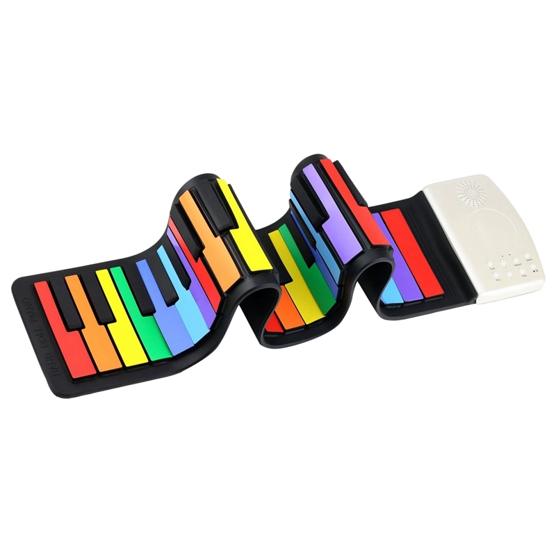 Color 49 Standard Keys Flexible Kids Piano Keyboard Flexible Roll Up Keyboard Piano Built-In Lithium Battery Completely Portable