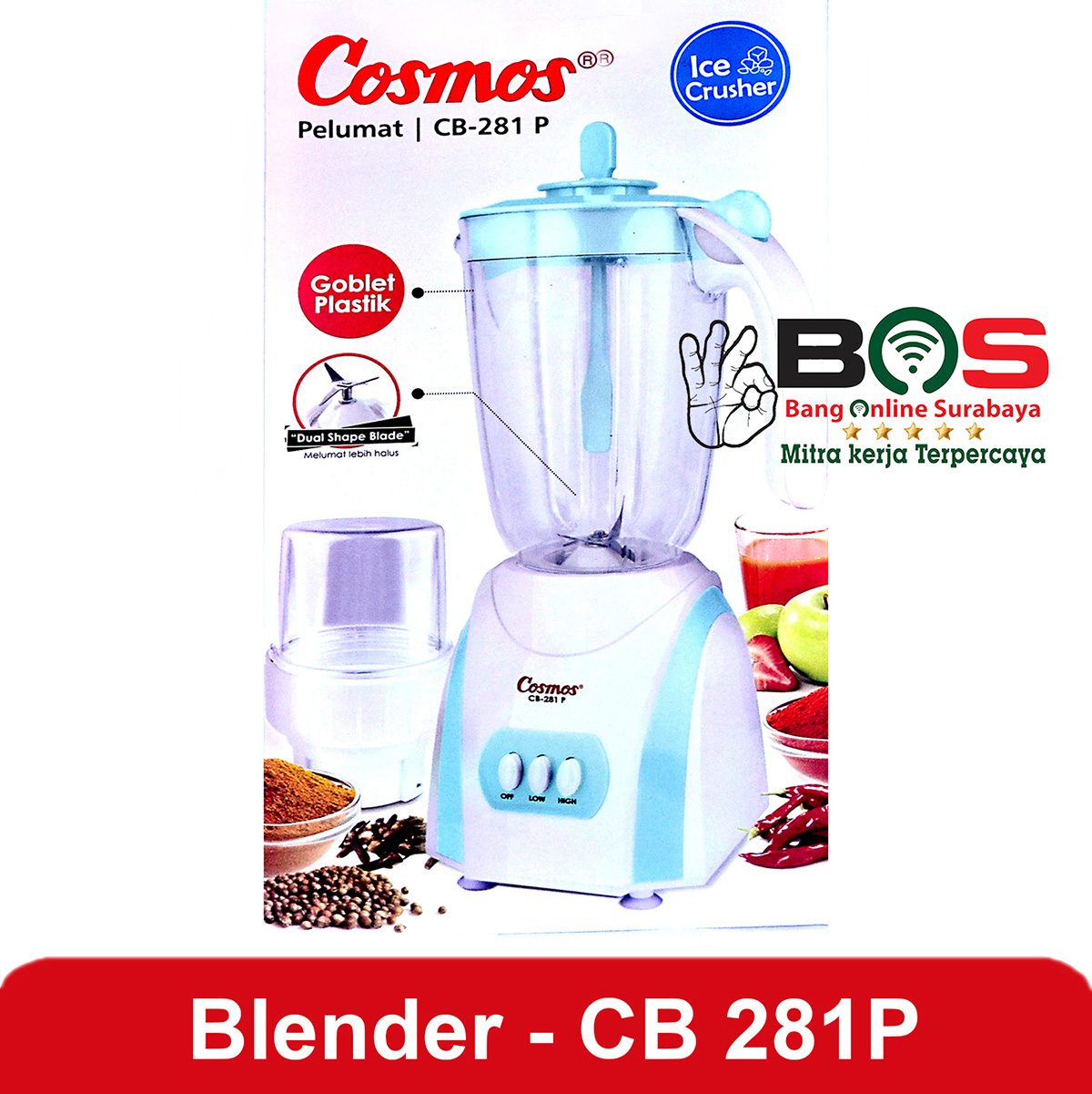 Blender Plastik 2 In 1 Cosmos CB-281P CB281P CB 281P Blender Praktis ...