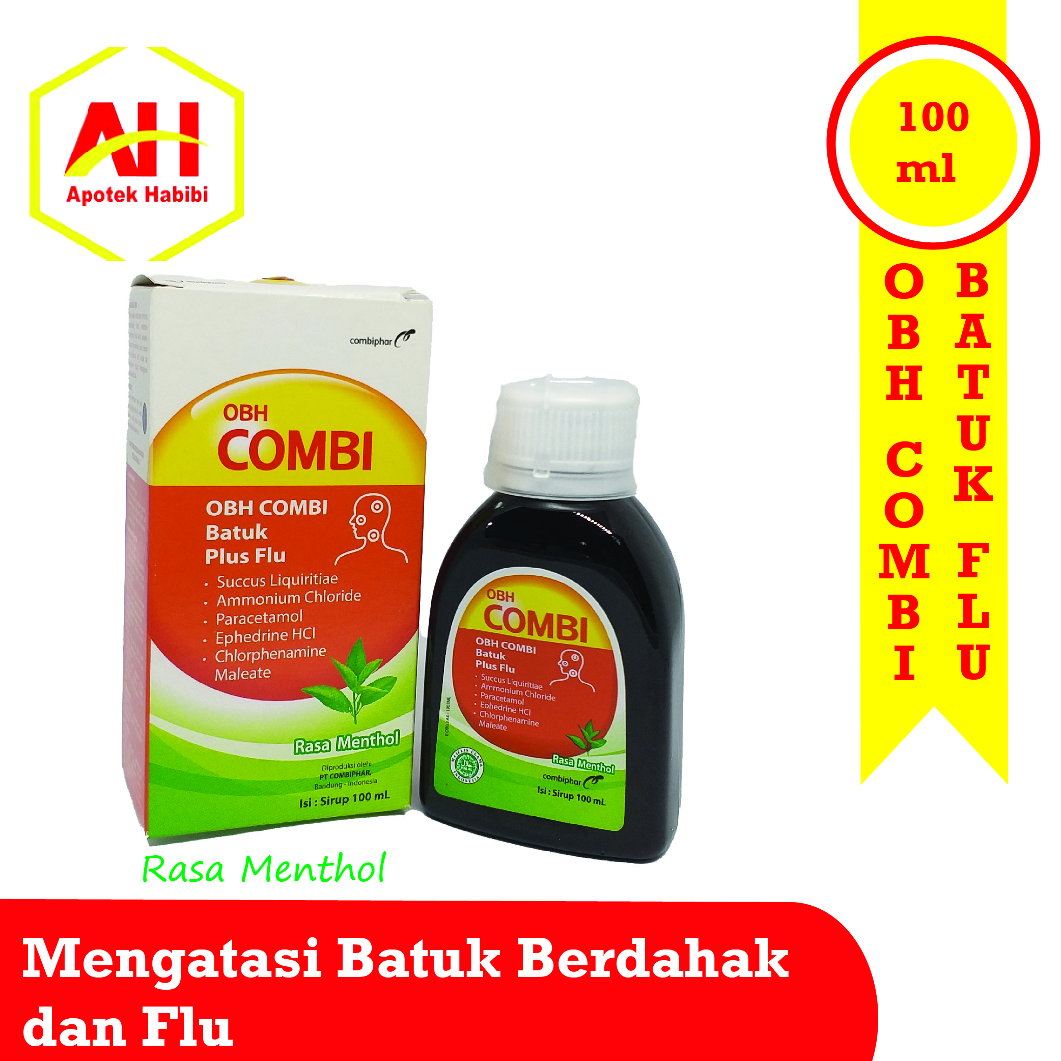 OBH combi Plus Rasa Menthol 100 ml obat batuk dan pilek flu obat obh