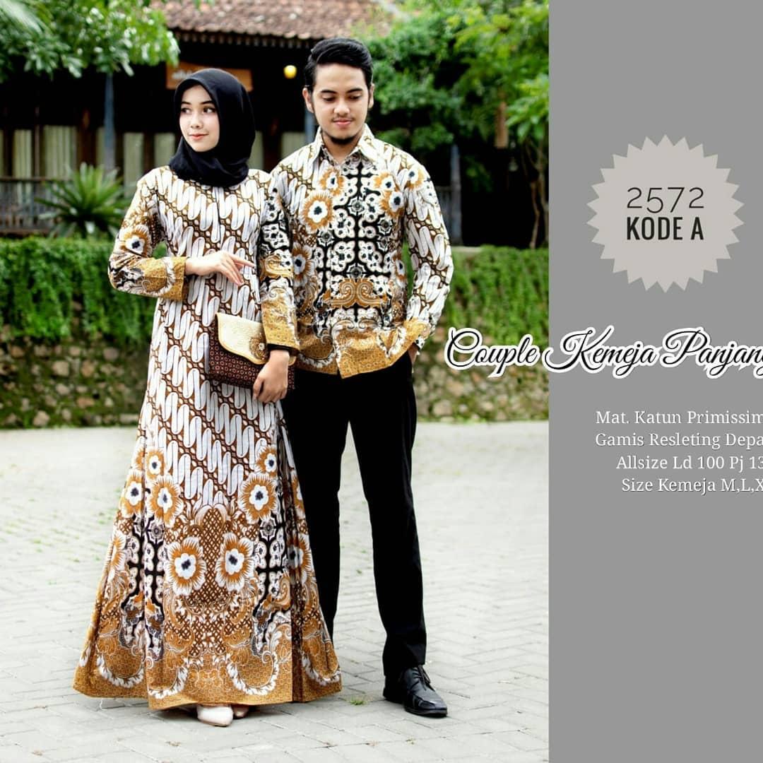 TERMURAH - Batik Couple - Baju Muslim Wanita Terbaru 2019 - Couple Batik - Baju Batik Sarimbit - Baju Batik Modern - Batik Kondangan - Baju Batik Couple Gamis Kemeja Panjang 2572