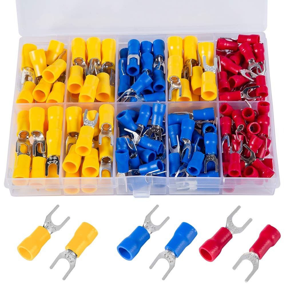 CBT 180 Pcs Insulated 12-10 Assortment Kit 22-16 Electrical Crimp Fork ...