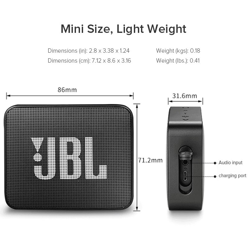 JBL GO 2 PORTABLE BLUETOOTH SPEAKER 