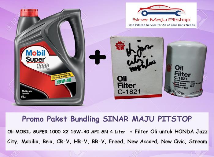 Paket Oli MOBIL SUPER 15W-40 & Filter Oli HONDA JAZZ / ALL NEW JAZZ RS