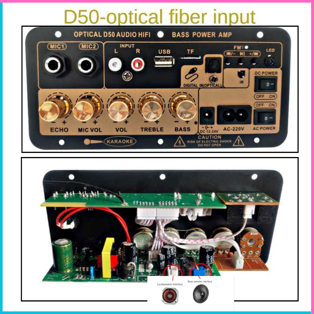 MOOX Papan Audio Amplifier Karaoke Bluetooth with Optical Fiber D50