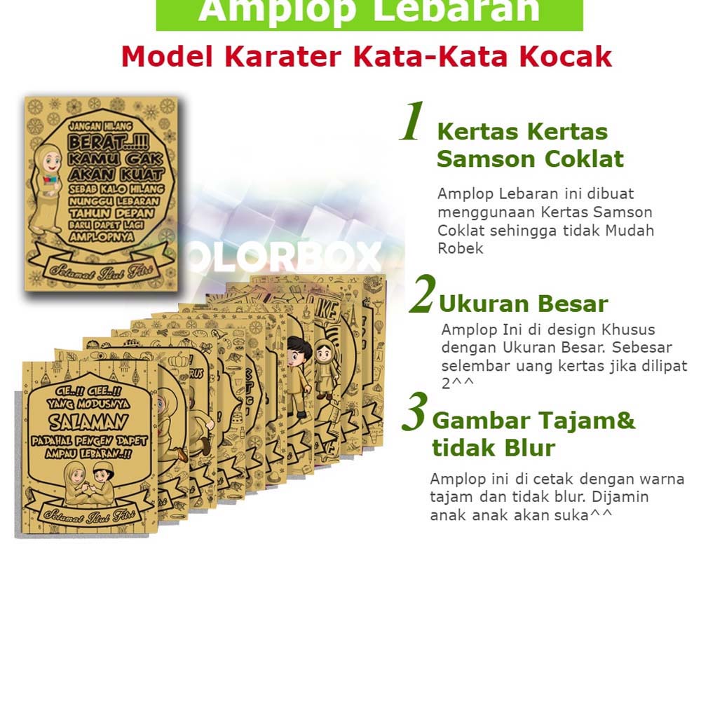 1 PACK ISI 10 PCS MR Amplop Lebaran Kocak Bikin Ngakak Amplop Idul