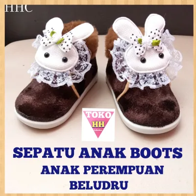Sepatu Beludru [coklat] Boot Anak Perempuan Usia 10 bulan sampai 3 tahun