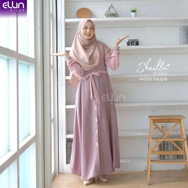 Sheila Dress Tanpa Hijab Gamis Remaja Modern Baju Pesta Mewah Elegan Baju Ootd Ala Selebgram Dress