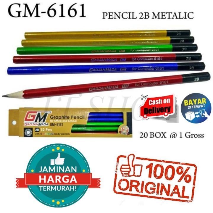 PROMO 12Pcs Pensil Pencil Pincil 2B metalik GM-6161
