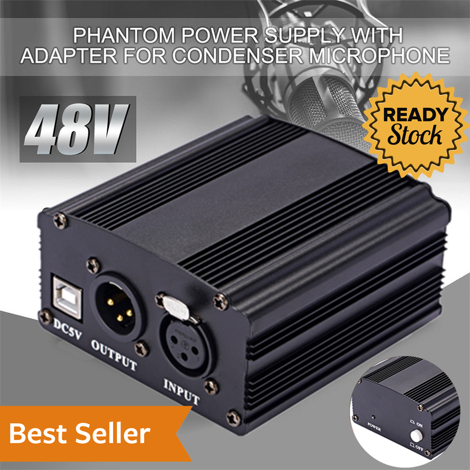Phantom Power Microphone 1 Channel 48V Supply Mic Pantom Pawer Suply