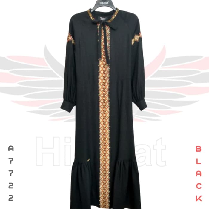 Baju Pesta Busana Muslim Gamis Pesta Abaya Hikmat Fashion A7722 Black Cantik Lazada Indonesia