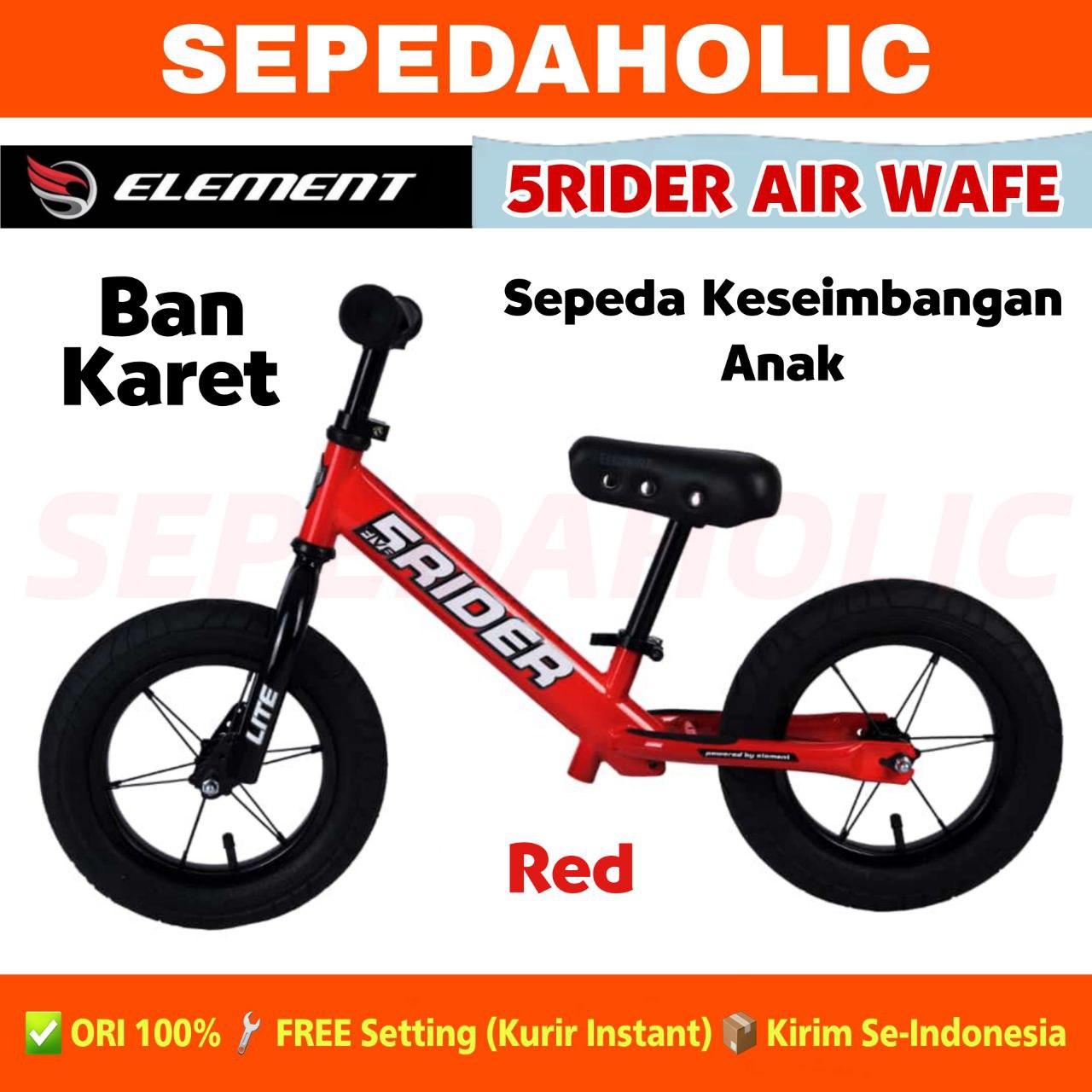 Pushbike Balance Bike ELEMENT RMB 5RIDER AIR WAFE PASTEL Ban Karet