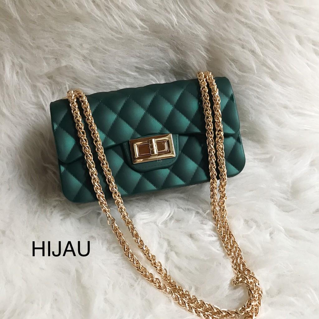 JS Tas Import Jelly BESAR 22CM PREMIUM Dove Matte Chevron Fashion Anak Remaja Dan Wanita Dewasa Mewah Cantik Jelly Sling Bag Teenager And Adult Mini Candy Bag Import Selempang Badan