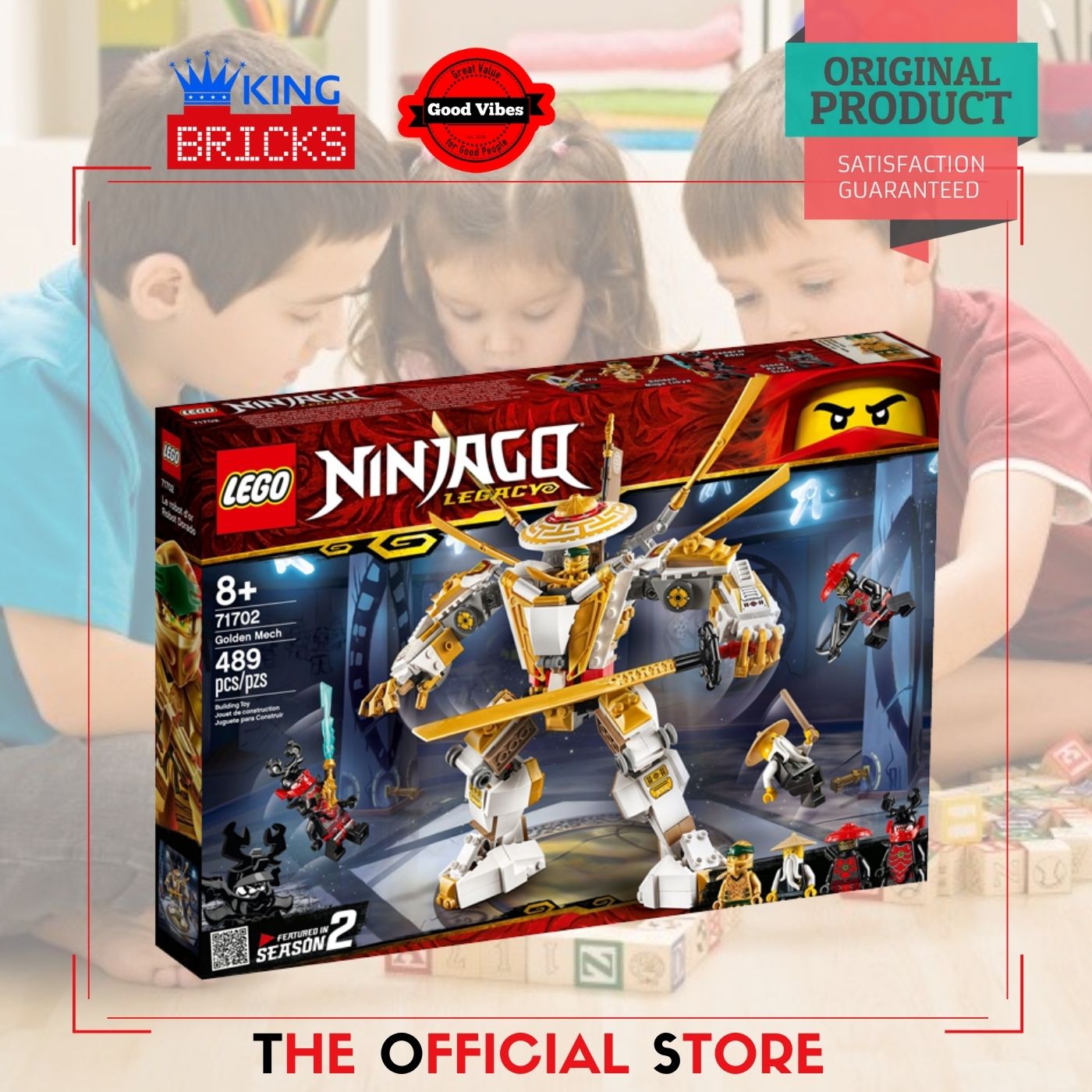LEGO Original NINJAGO 71702 Golden Mech Mainan Anak Film Lego