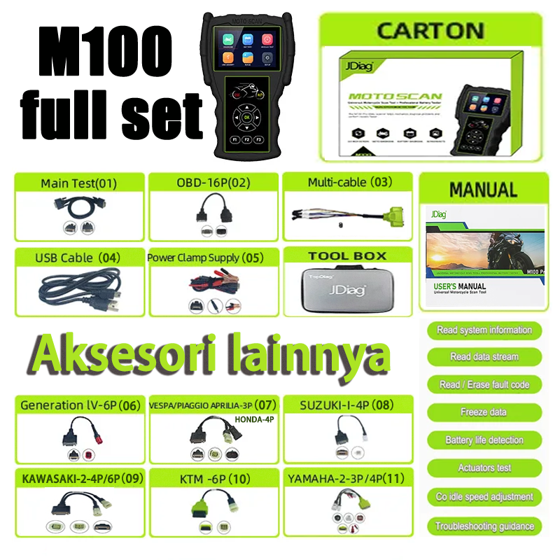 Scaner Injeksi scanner jdiag m100 pro alat scaner motor injeksi motor scanner function ...