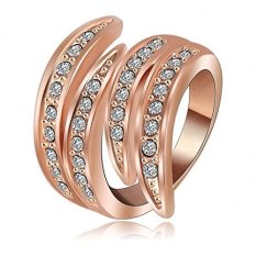 18 K Emas Berlapis Fashion Wanita Cincin Malaikat Sayap Cubic Zirconic Cincin Pernikahan Rose Gold