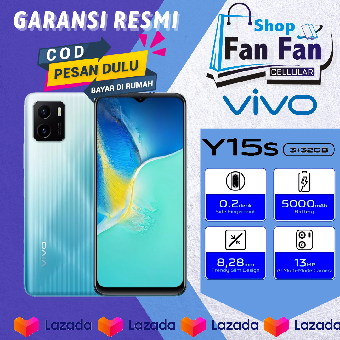 Vivo Y12s / y15s RAM 3/2GB Garansi Resmi Vivo - Ultra Fast Side Fingerprint - 5000mAh Battery