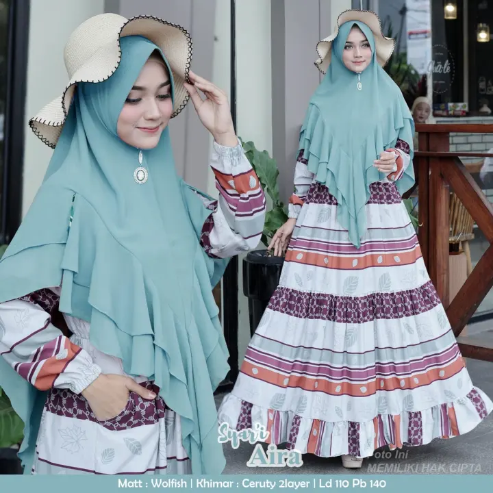 Zahira1808 Wolfis Aira Gamis Syari Murah Trendi Baju Syari Muslim Wanita Ibu Terlaris Baju Pesta Dengan Khimar Lazada Indonesia