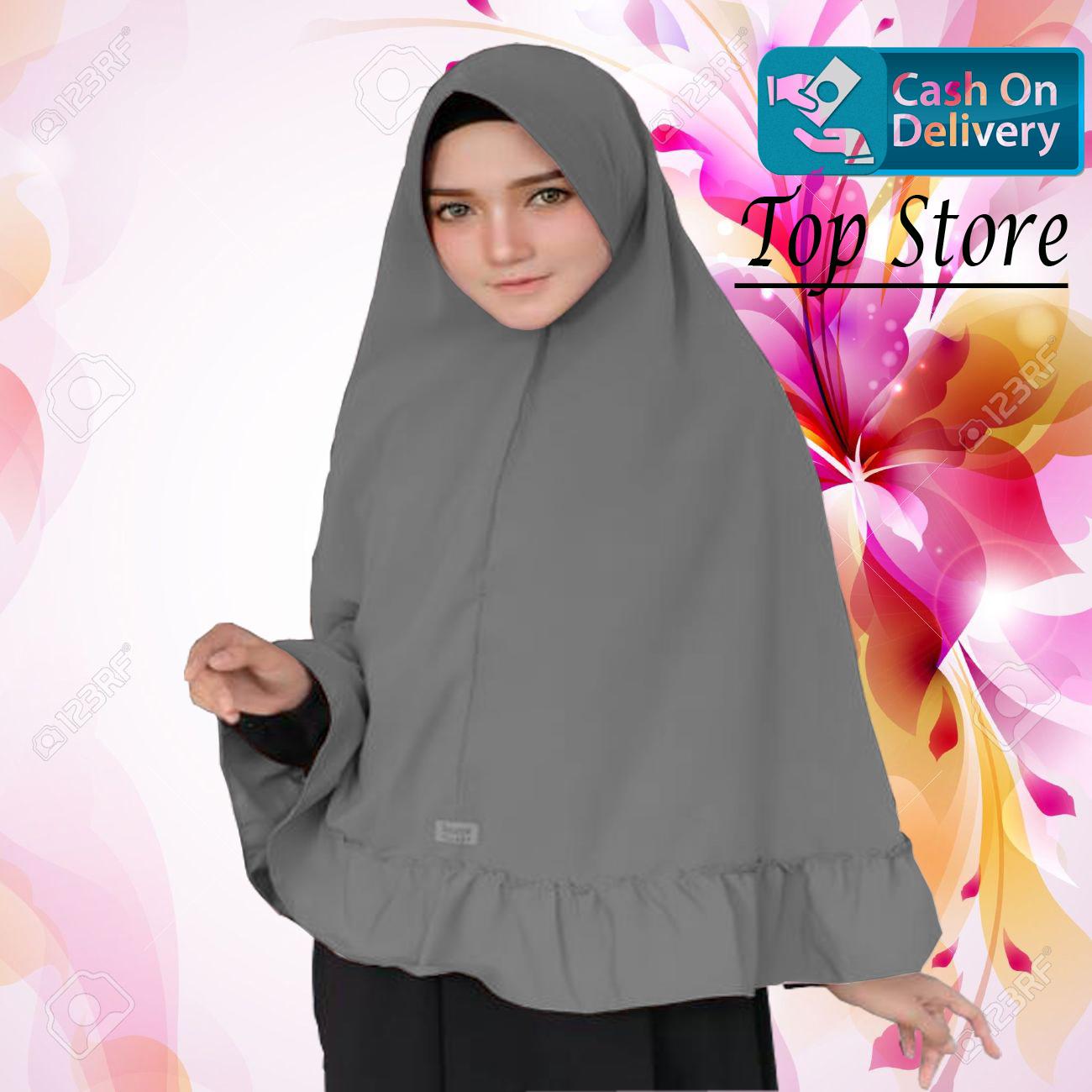 Jilbab Khimar Rempel Non Pet Jumbo XL Coksu Bahan Wolfis By Top Store Murah