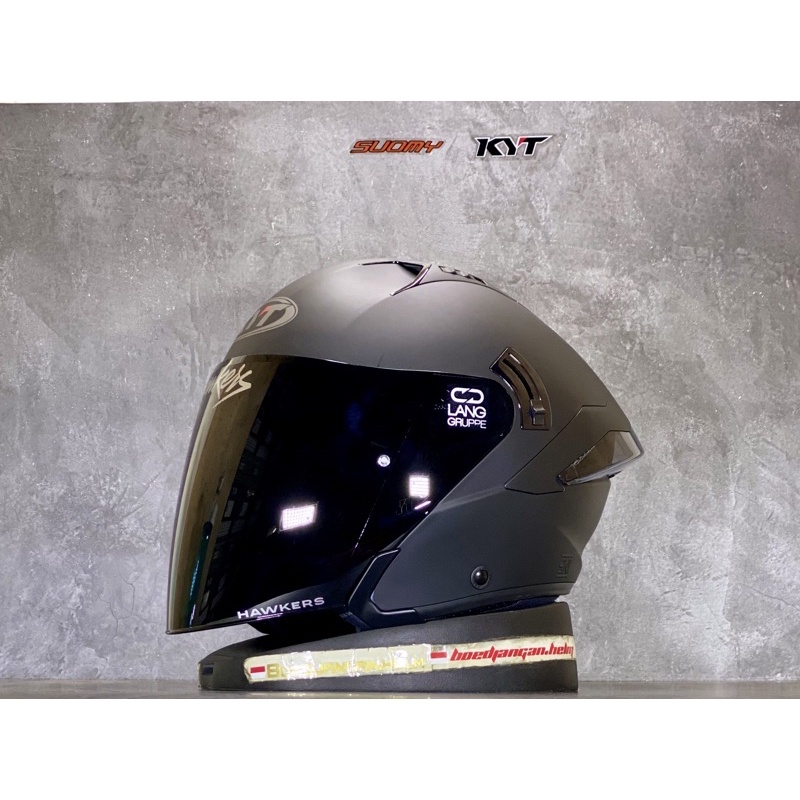 KYT HELM NFJ SOLID BLACK DOFF HELM KYT HALF FACE NFJ KYT HALF FACE