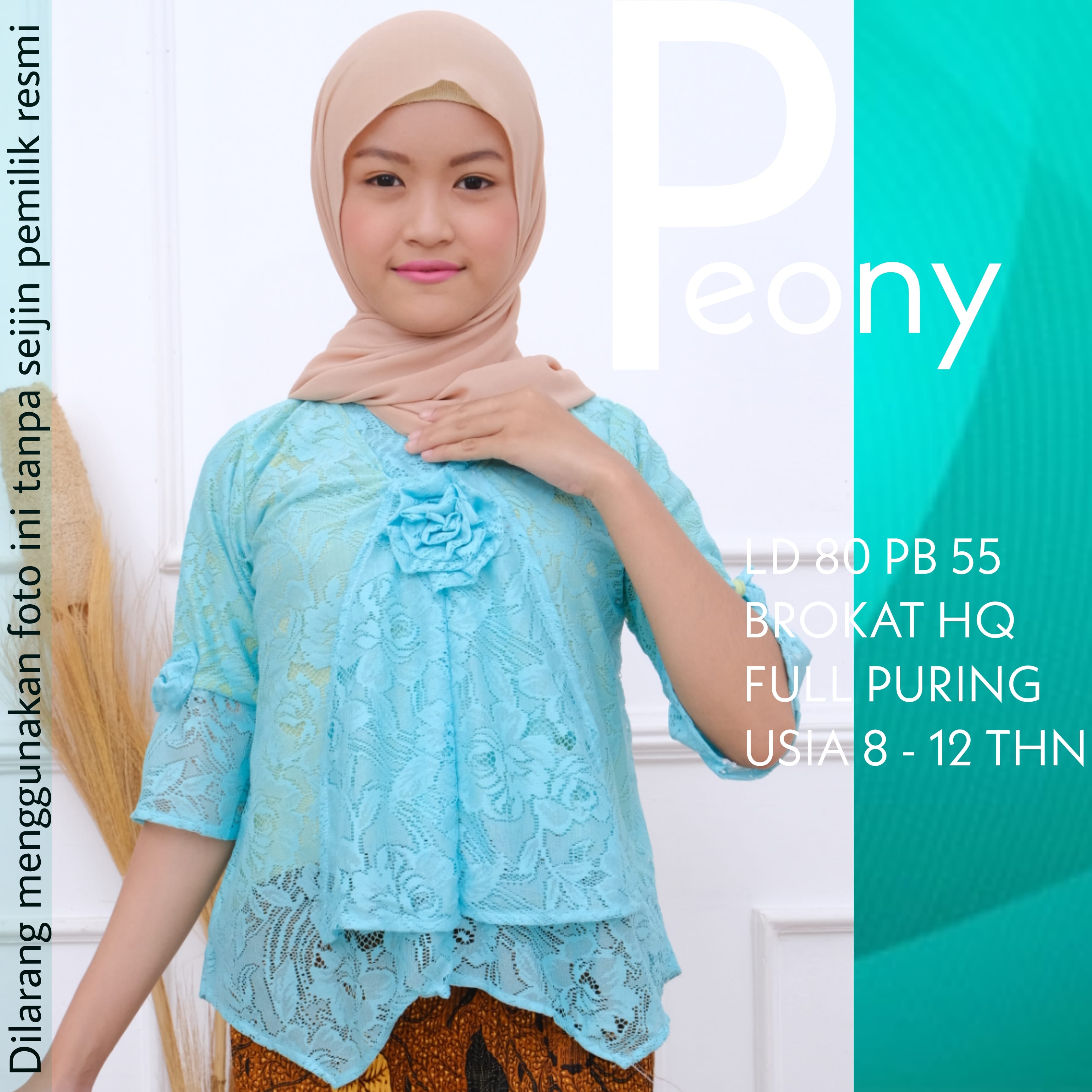 BAJU ANAK BROKAT PEONY USIA 8 SAMPAI 12 TAHUN ALL ORIGINAL REAL PICT