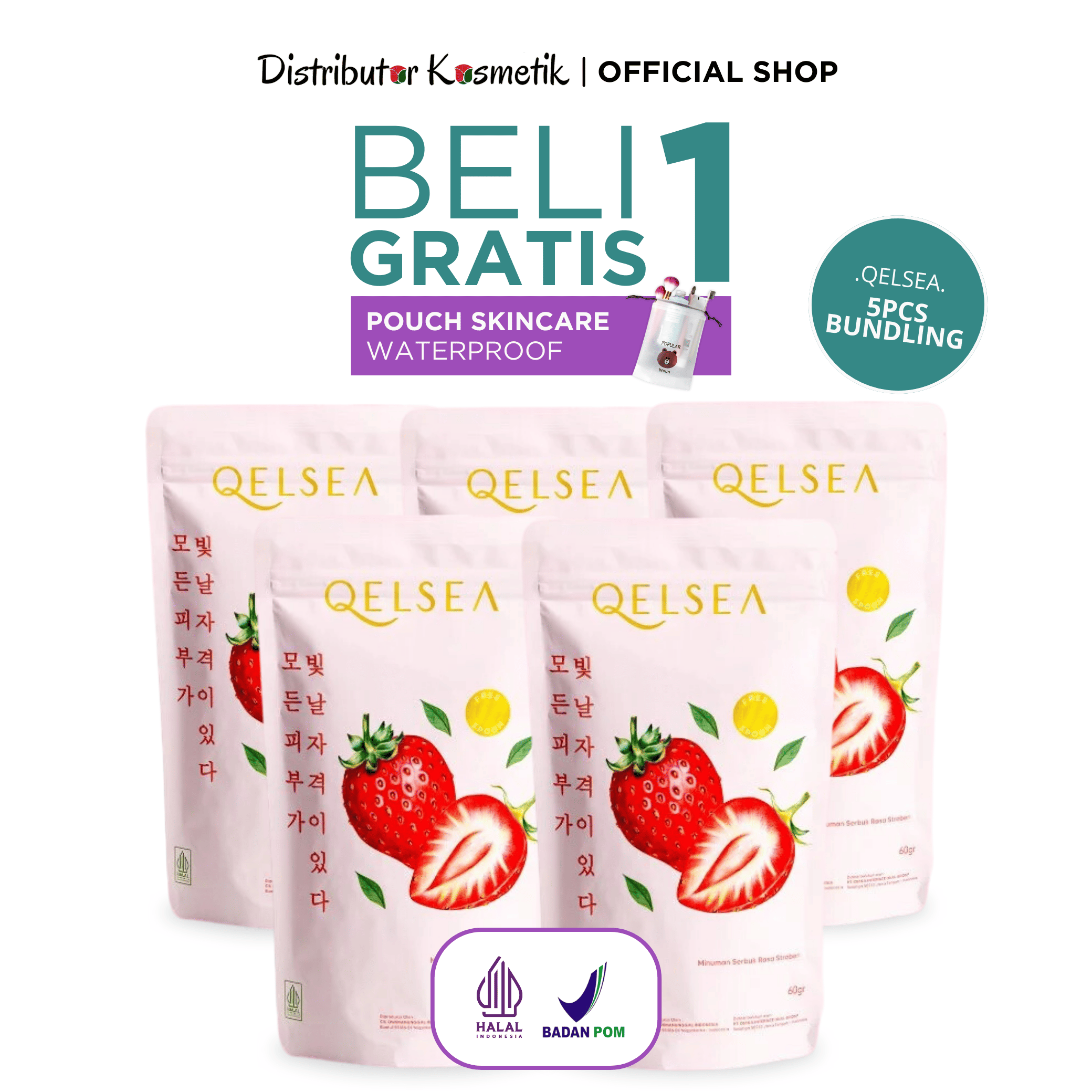 [ FREE GIFT ] 5 PCS QBAST QELSEA Super Glow Collagen Drink Strawberry ...