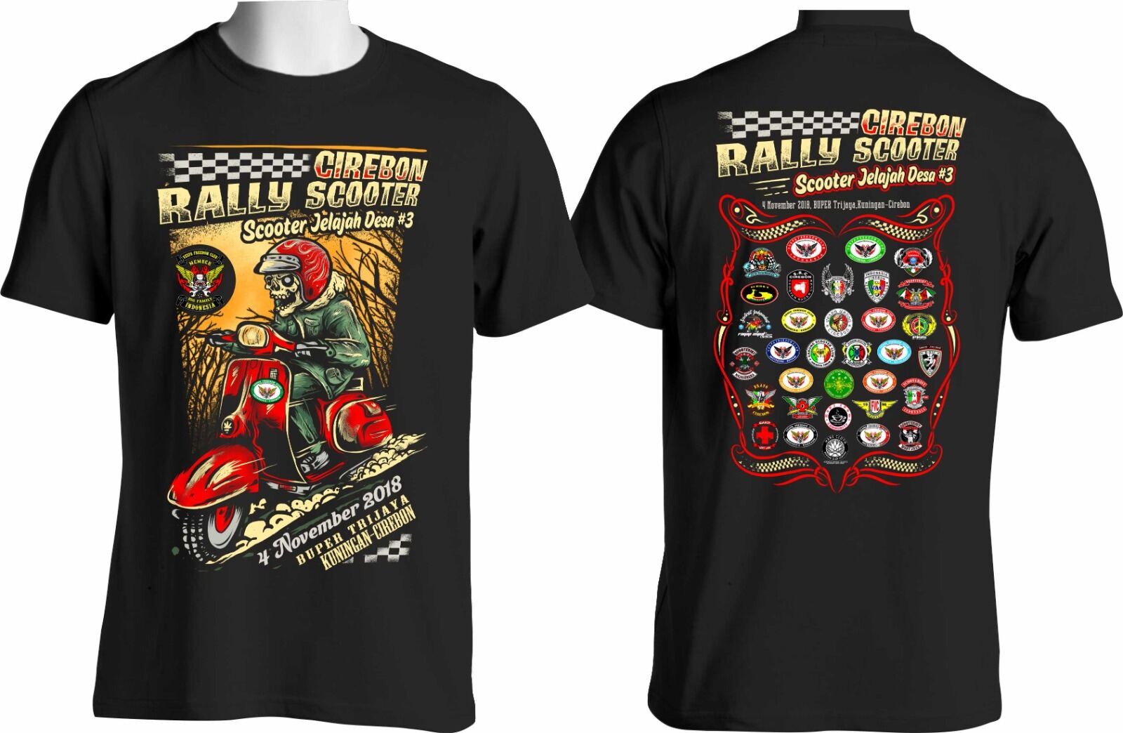 Kaos Acara Vespa Full Logo Baju Vespa Bonus Piagam Resmi Dan