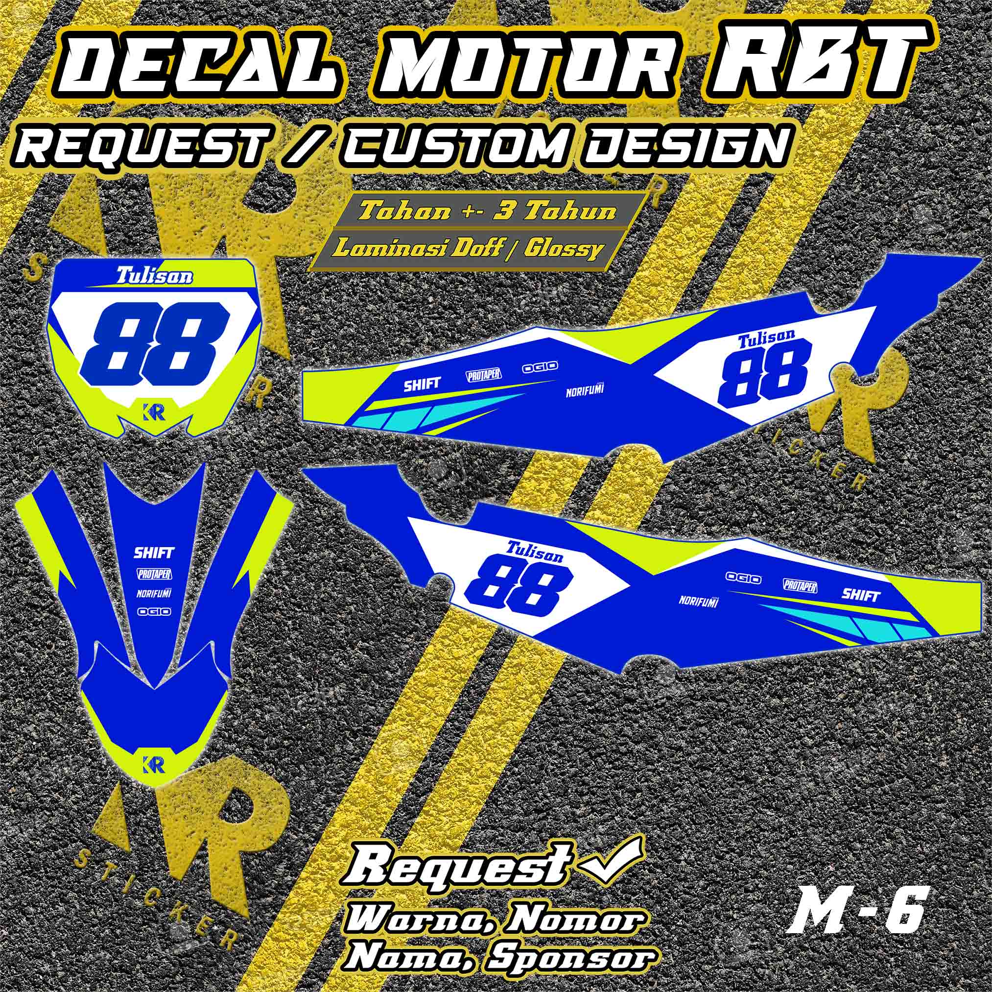 Stiker Decal Motor RBT sticker motor bebek trail Custom Desain | M6 ...