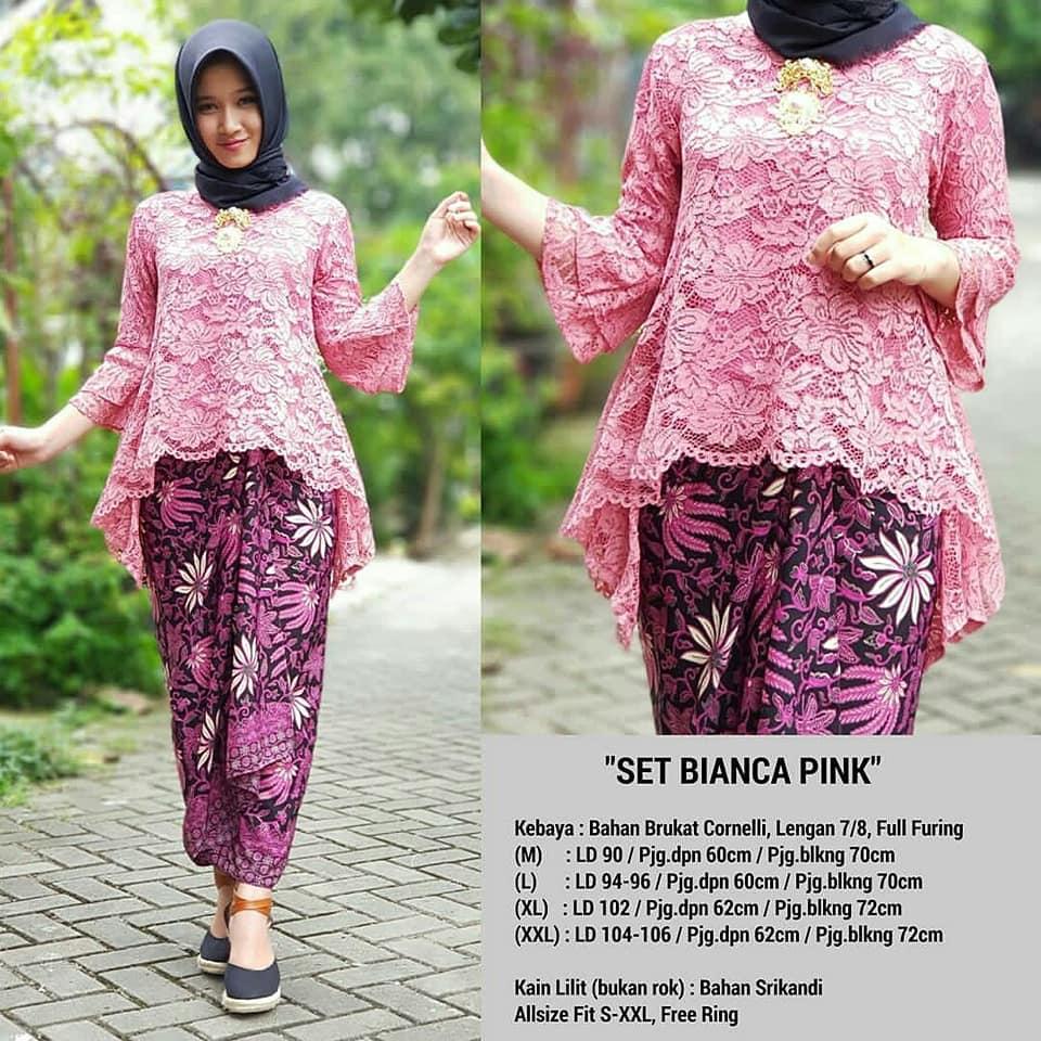 setelan kebaya modern kebaya brukat rinjani baju batik wanita plus rok lilit free ring