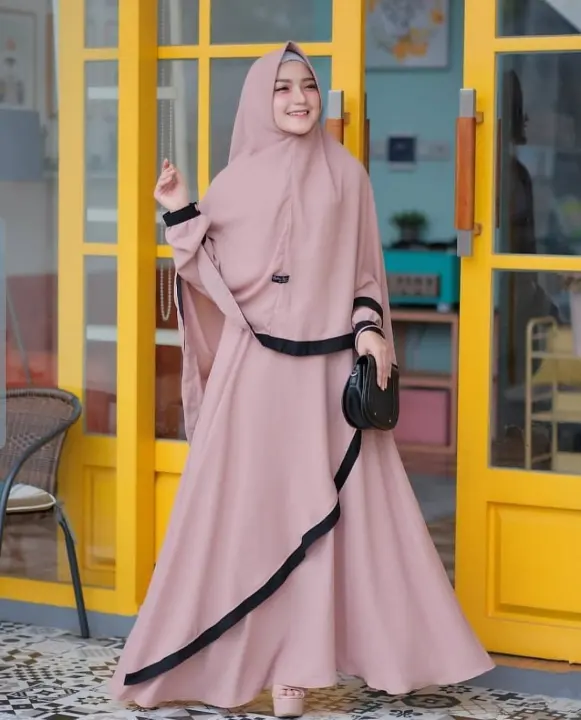 Rahma Gamis Syari Set Khimar Baju Gamis Syari Set Khimar Baju Gamis Wanita Terbaru 2021 Gamis Remaja Modern Lazada Indonesia