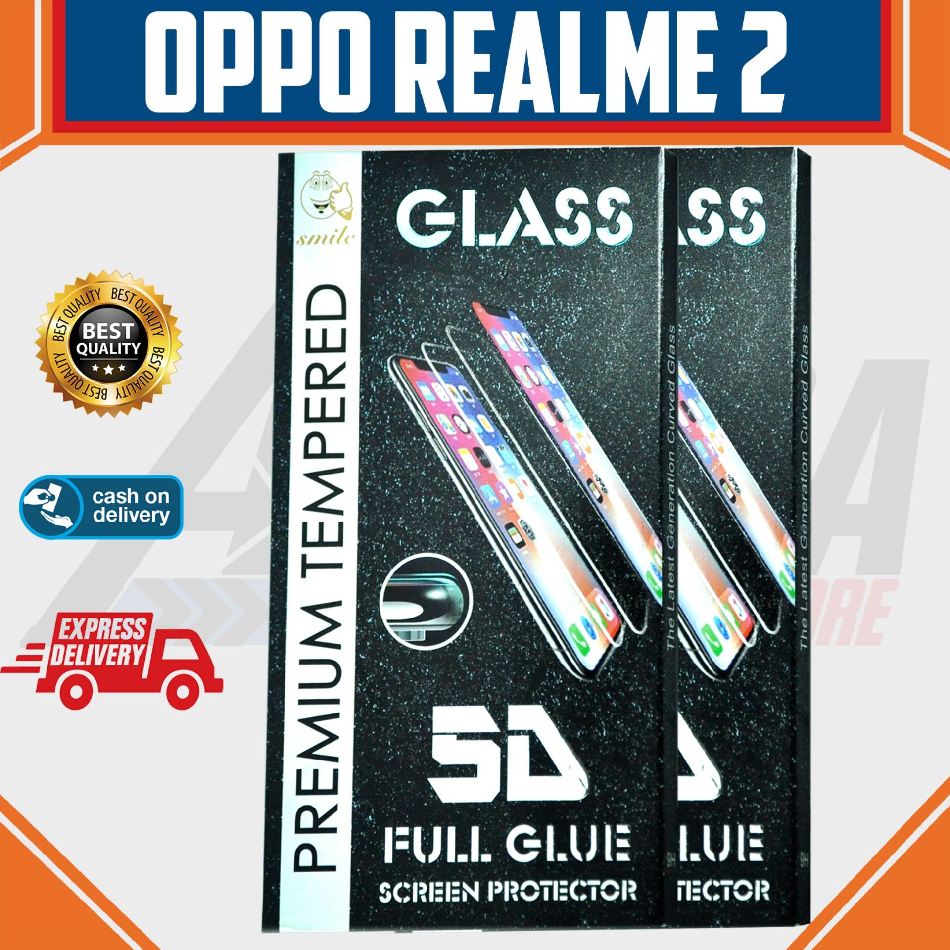 Aldora Tempered Glass Oppo RealMe 2 5D Full Curved Screen Protector Smile Series Premium HD Quality