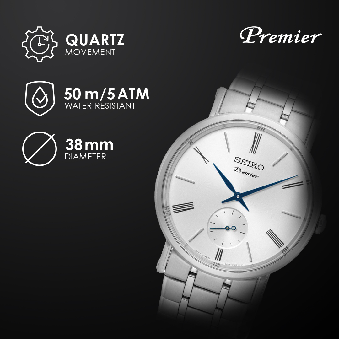 Jam Tangan Pria Seiko Premier Stainless Silver SRK033P1 Original