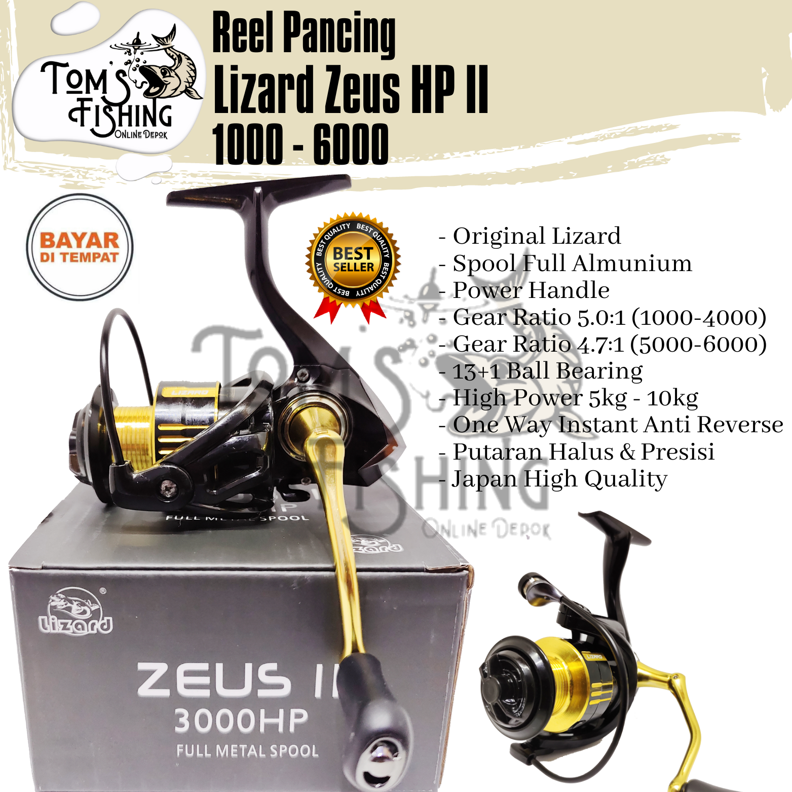 Reel Pancing Lizard Zeus HP 2 II 1000 - 6000 (13+1 Bearing) Power