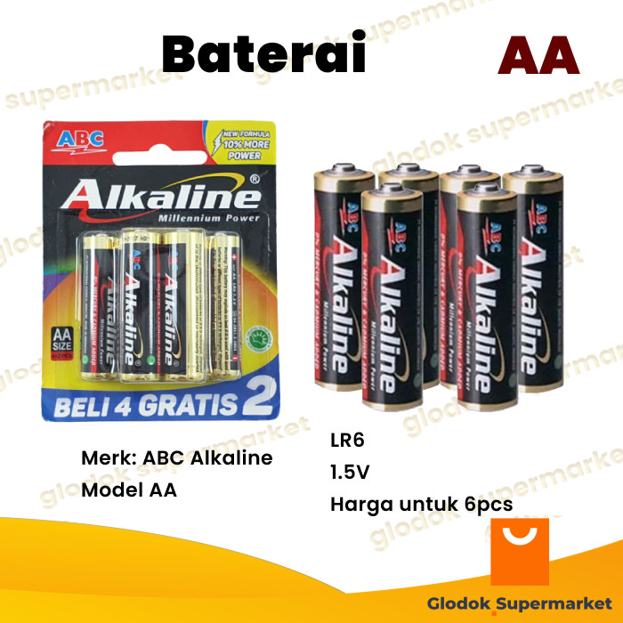 Baterai AA ABC Alkaline 6 pcs Batu Batre A2 Battery | Lazada Indonesia