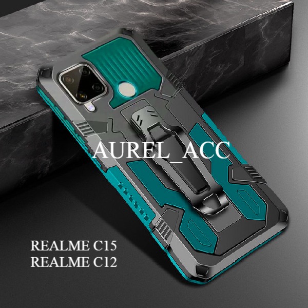 Case HP REALME C15 REALME C12 HardCase Belt Clip Standing SoftCase ...