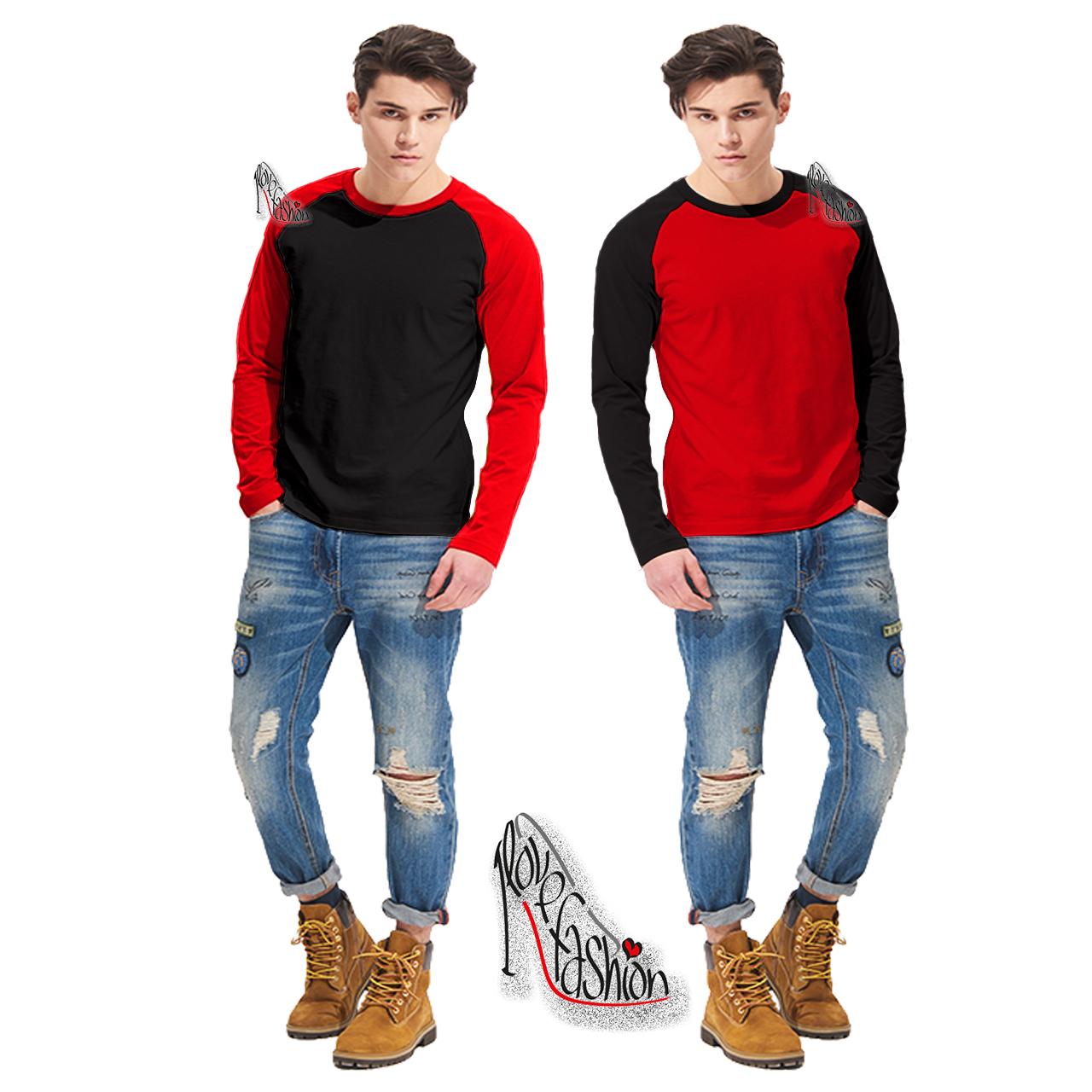 LoveFashion raglan lengan panjang/kaos raglan polo lengan panjang