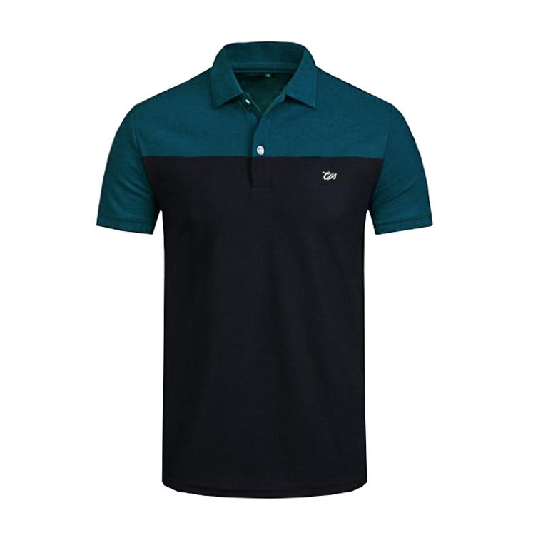 Polo shirt hitam mix hijau kaos kerah pria kombinasi warna polo shirt